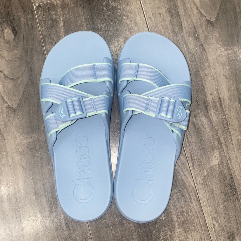 Chaco Chillos Slide Sandal Light Blue Womens 8 LUVSEAT Arch Support Casual Sport - Picture 7 of 9